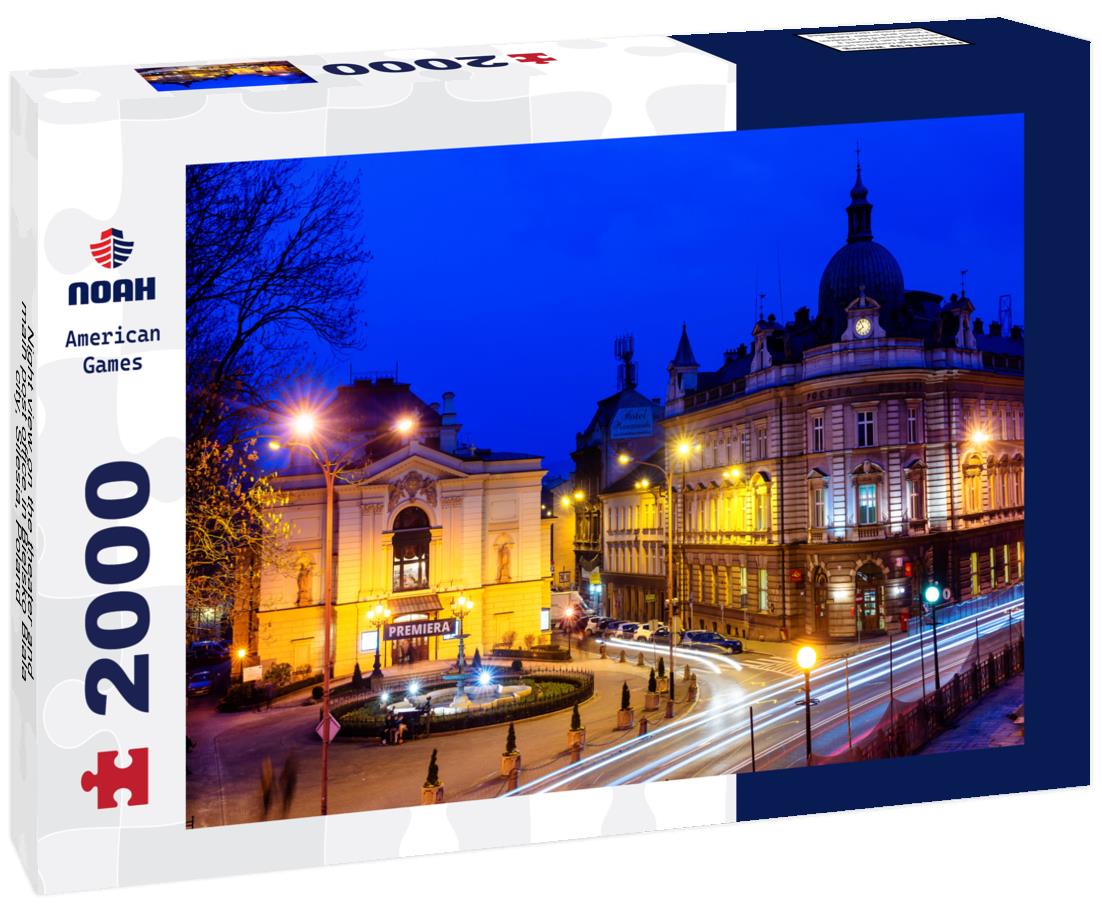 Noah Jigsaw Puzzle Night view on the theater and main post office in Bielsko Biala city, Silesia, Poland 2000 pieces
