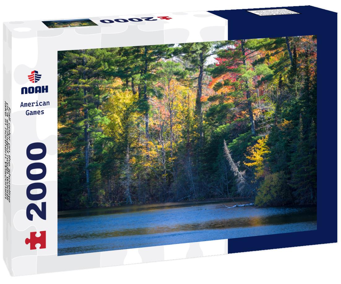 Noah Jigsaw Puzzle Fall color on the shoreline of a secluded north woods lake in northern Wisconsin, USA 2000 pieces