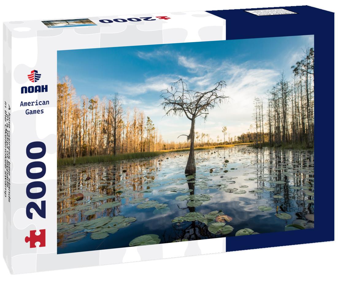 Noah Jigsaw Puzzle A lone cypress tree stands in a pond of lilypads in the Okefenokee swamp, Georgia USA 2000 pieces