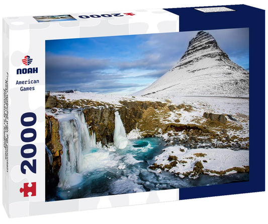 Noah Jigsaw Puzzle Frozen waterfall with the mountain Kirkjufell in the Snæfellsnes peninsula in Iceland 2000 pieces