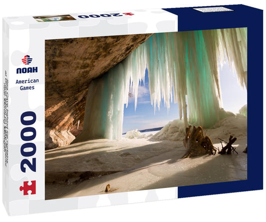 Noah Jigsaw Puzzle Sea Cave behind ice curtains at Grand Island on Lake Superior near Munising Michigan 2000 pieces