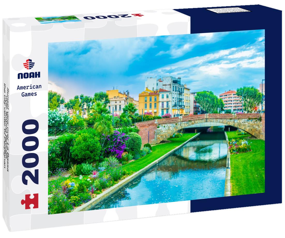 Noah Jigsaw Puzzle Sunset view over La Bassa river flowing through the city center of Perpignan, France 2000 pieces