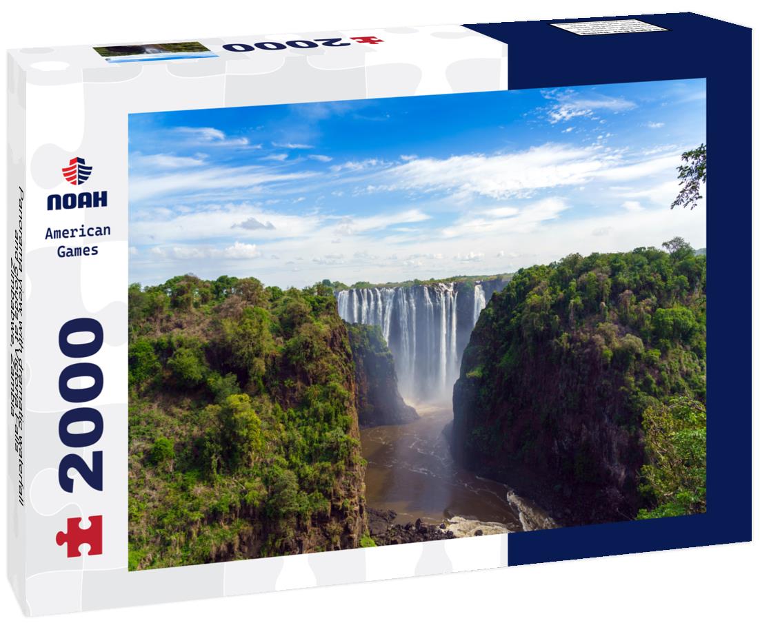 Noah Jigsaw Puzzle Panorama view with dramatic waterfall and clouds at Victoria Falls, Zimbabwe, Zambia 2000 pieces