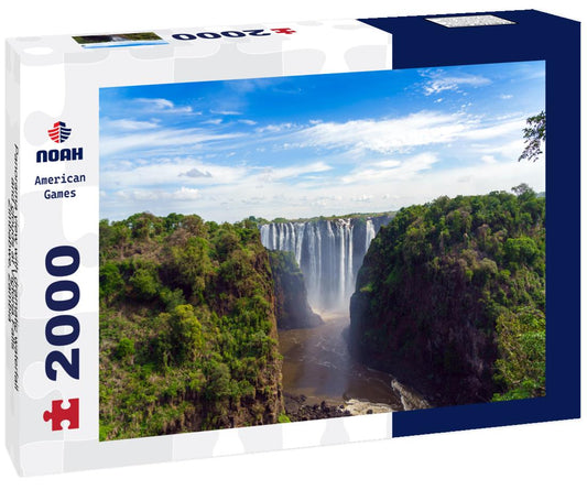 Noah Jigsaw Puzzle Panorama view with dramatic waterfall and clouds at Victoria Falls, Zimbabwe, Zambia 2000 pieces