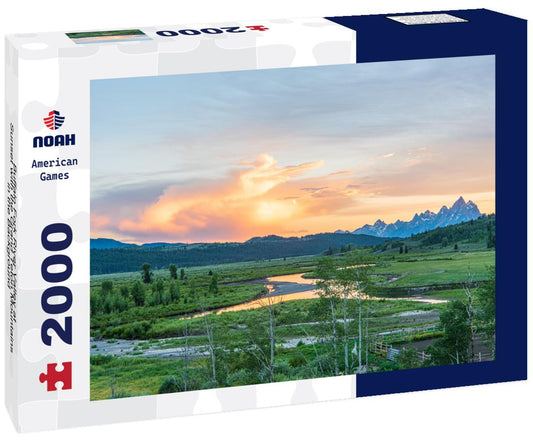 Noah Jigsaw Puzzle Buffalo Fork River Valley at Sunset with the Grand Teton Mountains in the Background 2000 pieces