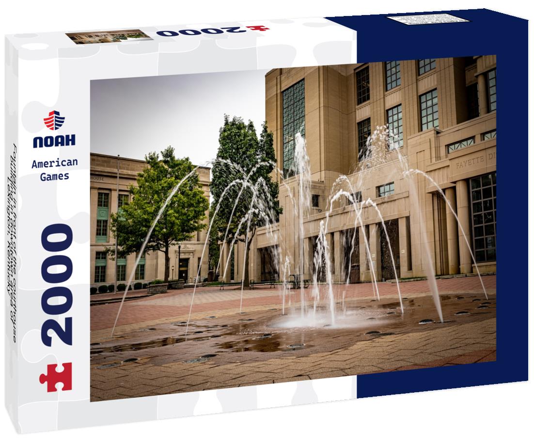 Noah Jigsaw Puzzle Fountain in front of the courthouse building in downtown area of Lexington, Kentucky 2000 pieces