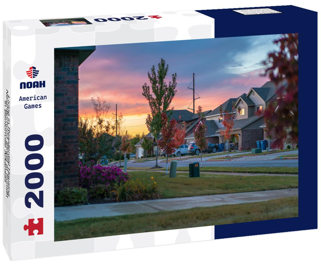 Noah Jigsaw Puzzle Living in Residential Housing Neighborhood Street at Sunset in Bentonville Arkansas 2000 pieces