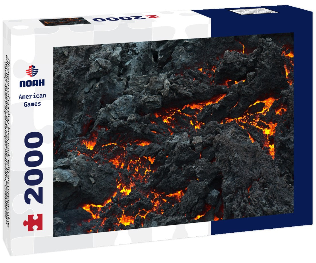 Noah Jigsaw Puzzle Close-up of cooling lava rock with an orange glow after the eruption of a volcano in the Geldingadalir valley near Fagradalsfjall mountain, Grindavík, Reykjanes peninsula, southwest Iceland 2000 Pieces