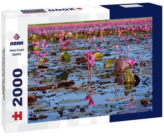 Noah Jigsaw Puzzle Beautiful landscape with pink lotus in the Thale noi wetland in Phatthalung, Thailand 2000 Pieces