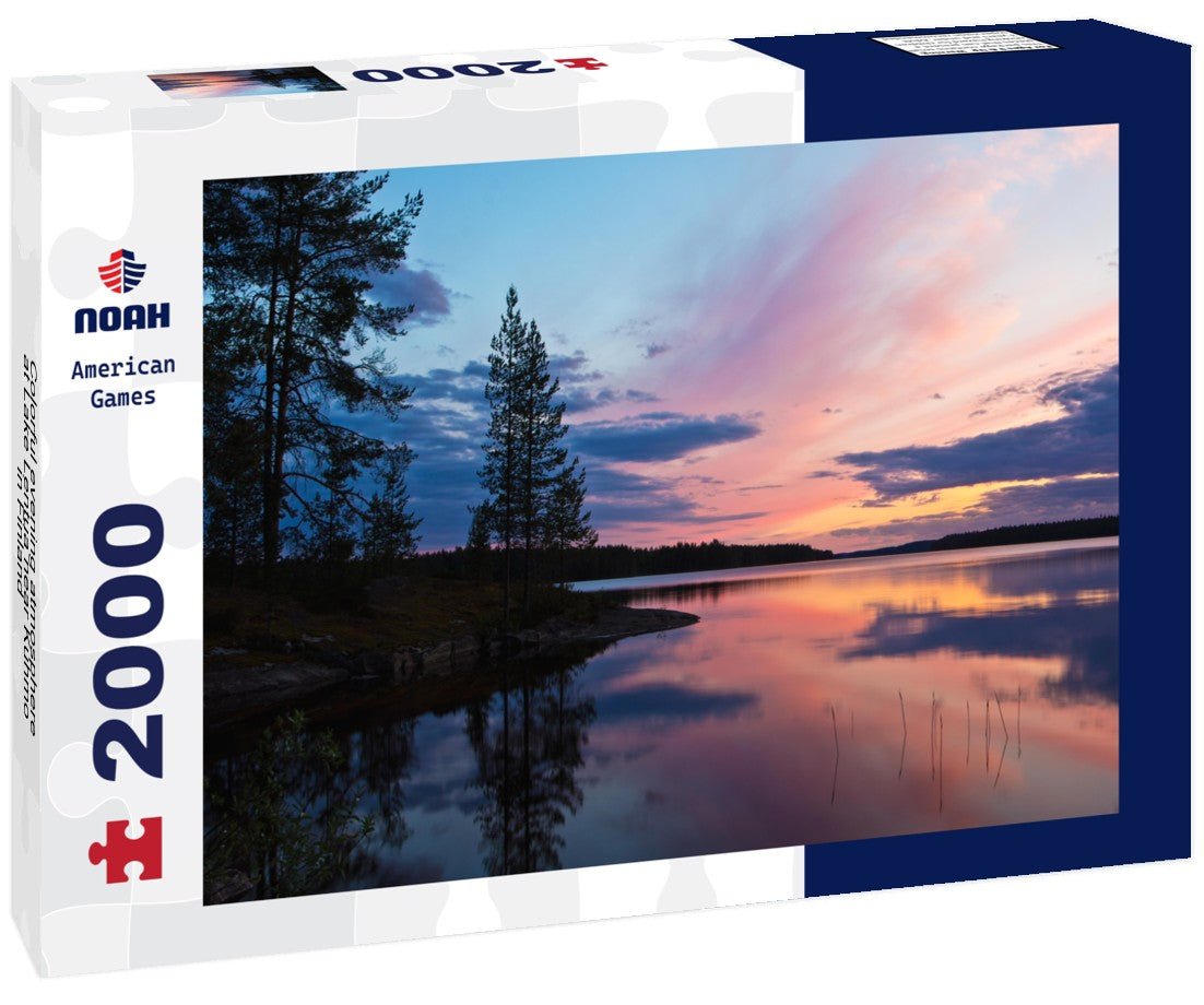 Noah Jigsaw Puzzle Colorful evening atmosphere at Lake Lentua near Kuhmo in Finland 2000 Pieces