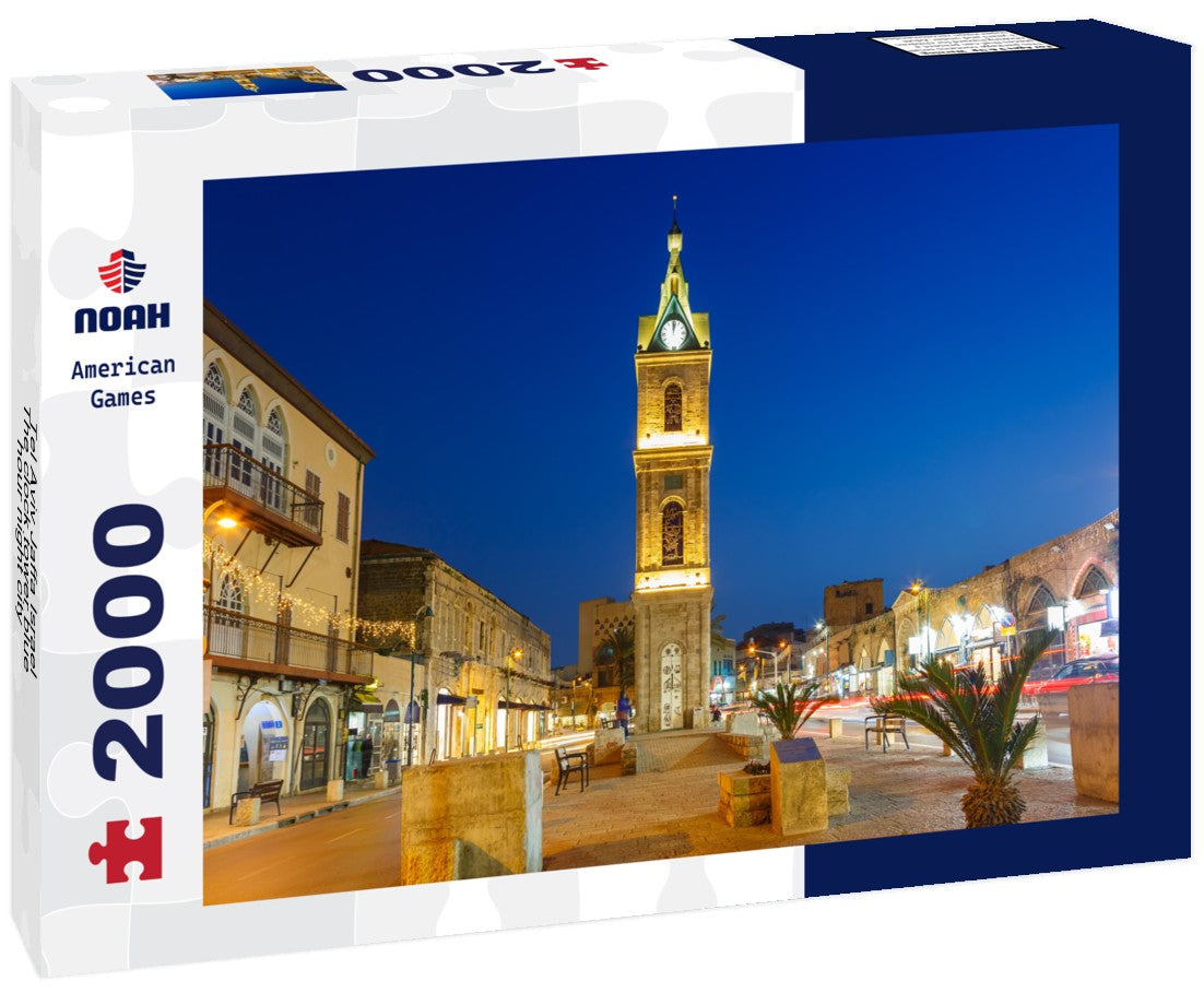 Noah Jigsaw Puzzle Tel Aviv Jaffa Israel The clock tower blue hour night city 2000 Pieces