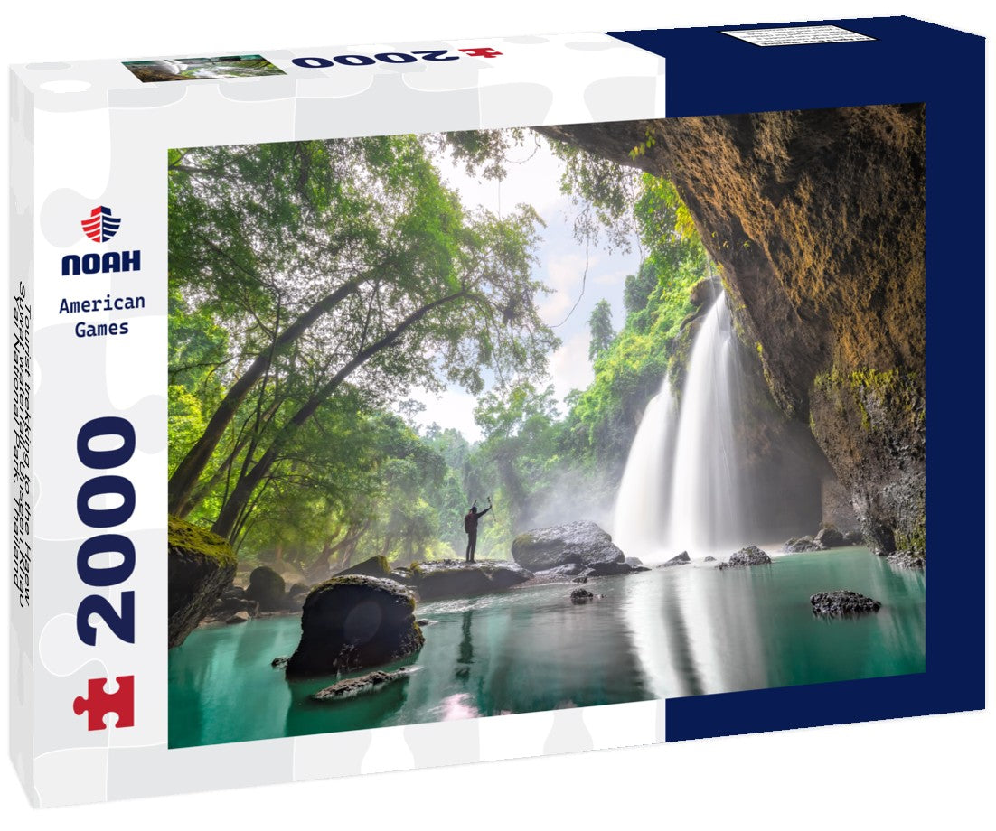 Noah Jigsaw Puzzle Tourist trekking to the Haew Suwat waterfall. Unseen Khao Yai National Park, Thailand 2000 Pieces