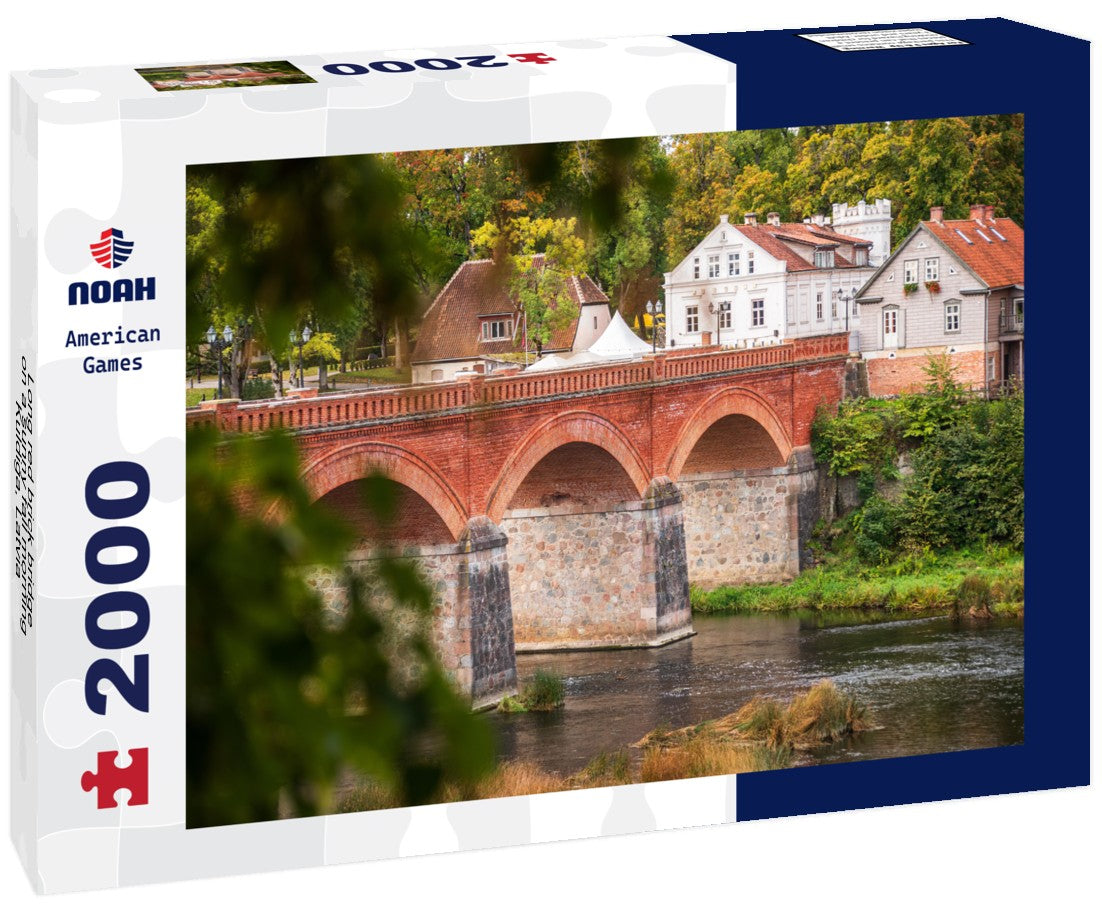 Noah Jigsaw Puzzle Long red brick bridge on a sunny fall morning, Kuldiga, Latvia 2000 Pieces