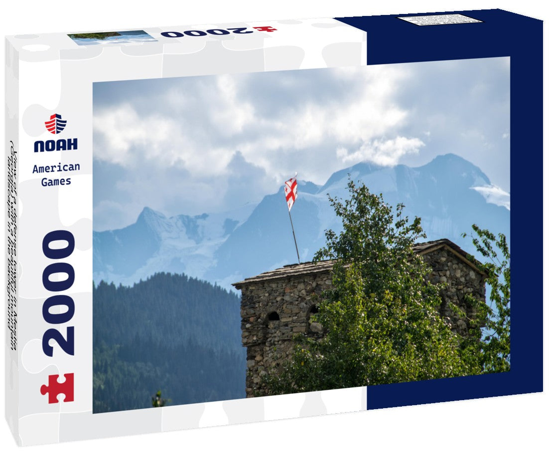Noah Jigsaw Puzzle View of a defense tower in Mestia (Georgia) with a beautiful mountain landscape in the background 2000 Pieces