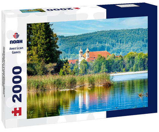 Noah Jigsaw Puzzle Schlehdorf monastery church reflected in Lake Kochelsee in the Blue Country 2000 Pieces