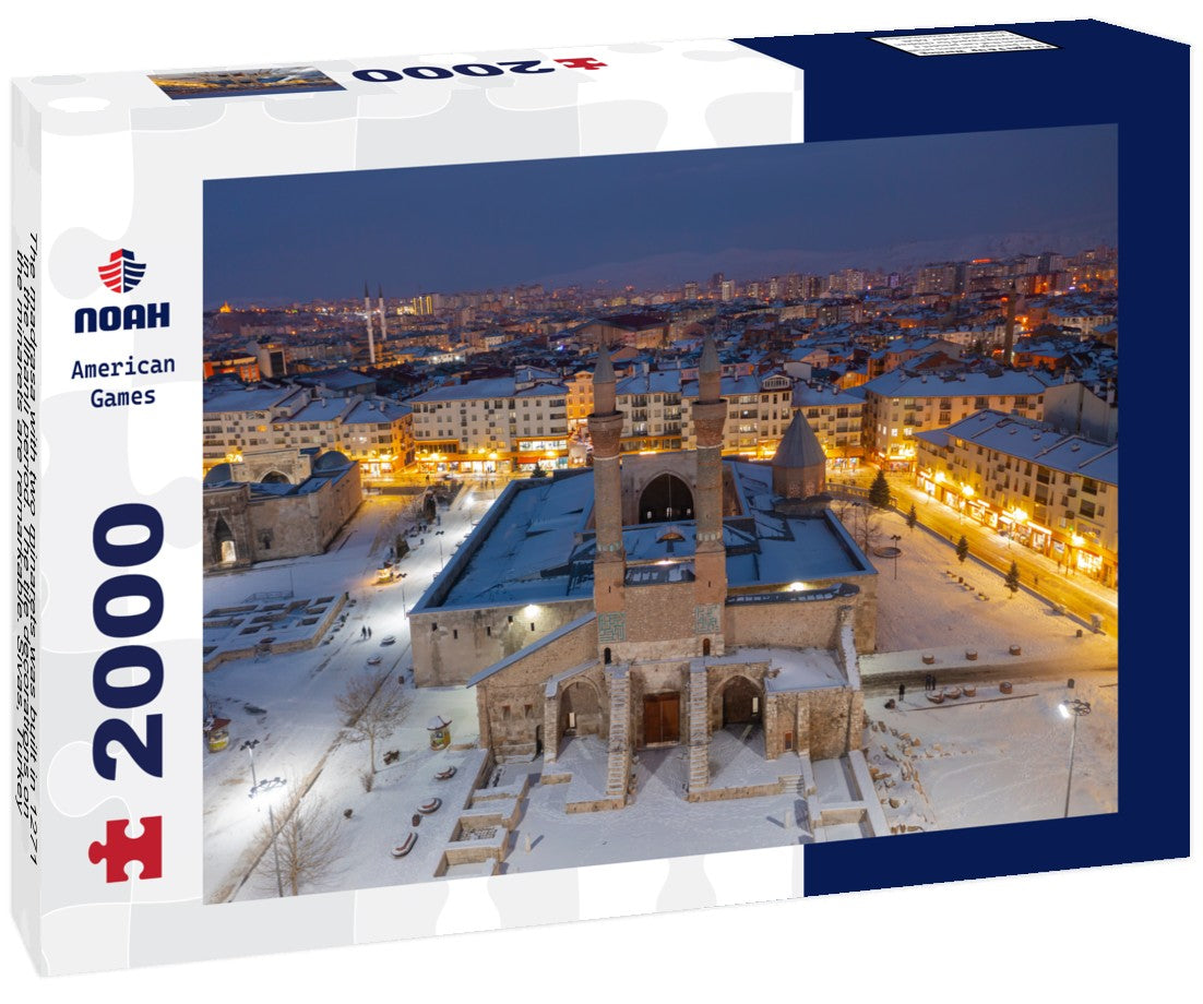 Noah Jigsaw Puzzle The madrasa with two minarets was built in 1271 in the Ilhanli period. The tile decorations on the minarets are remarkable. Sivas, Turkey 2000 Pieces