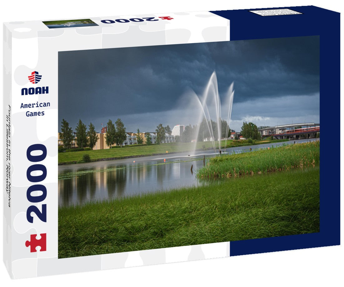 Noah Jigsaw Puzzle Fountain in the river Nitelva in Lillestrom, Norway 2000 Pieces