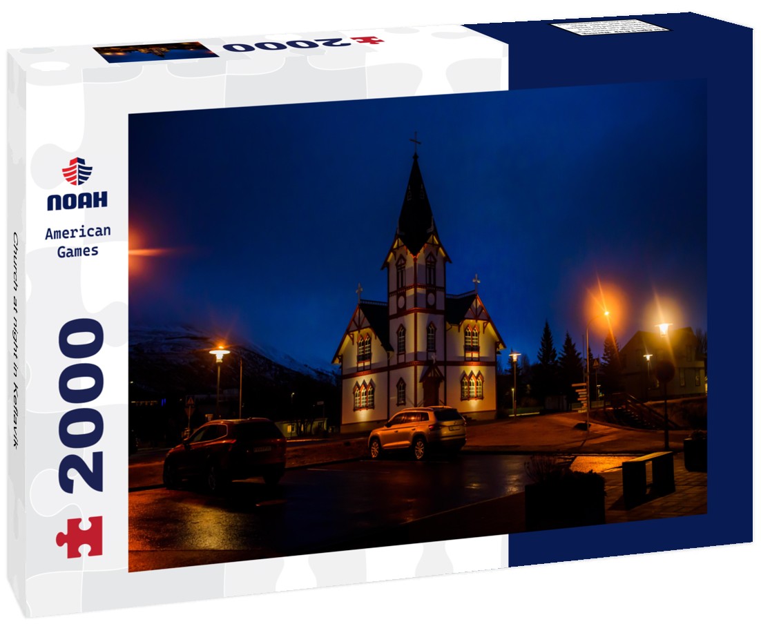 Noah Jigsaw Puzzle Church at night in Keflavík 2000 Pieces