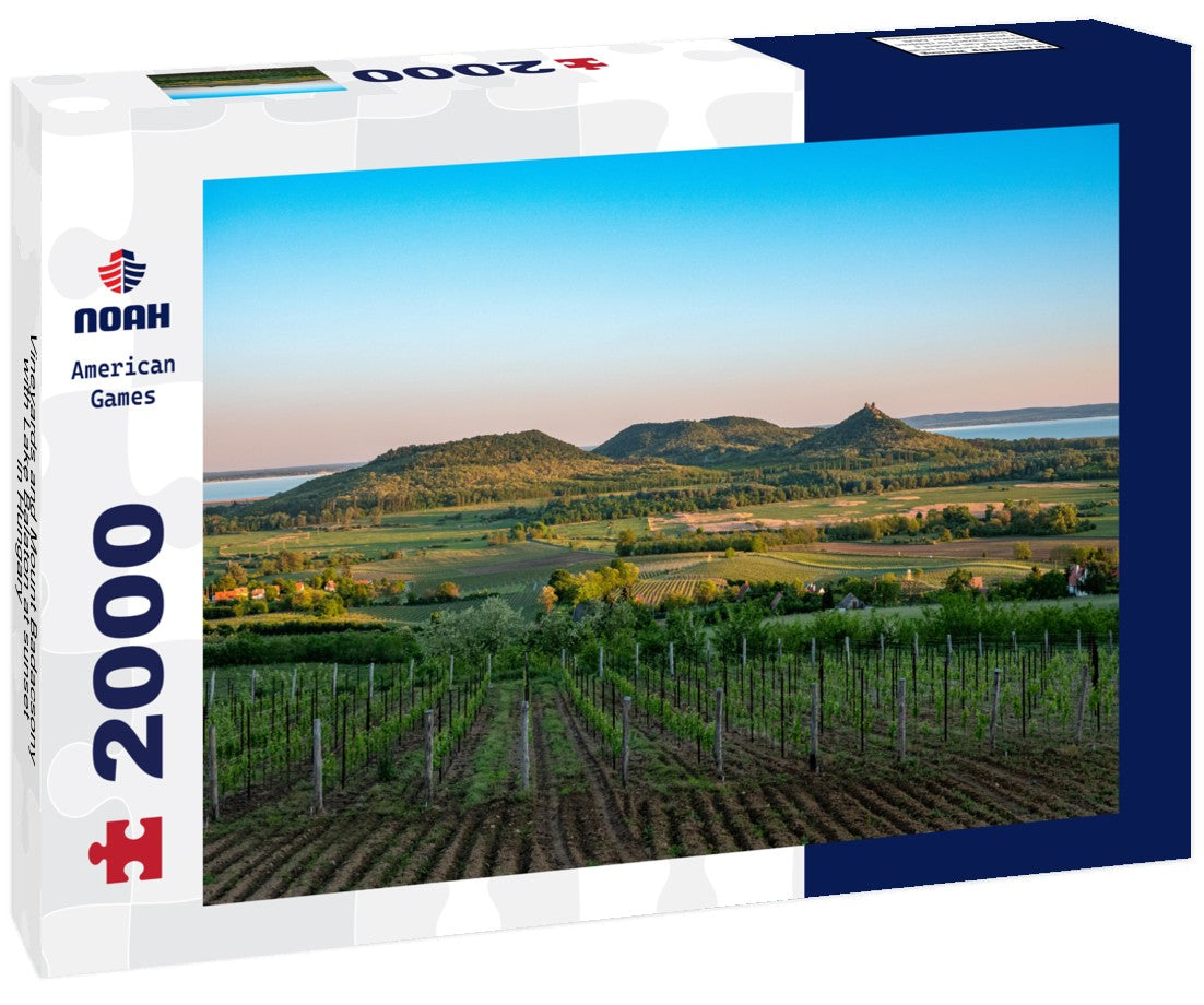 Noah Jigsaw Puzzle Vineyards and Mount Badacsony with Lake Balaton at sunset in Hungary 2000 Pieces