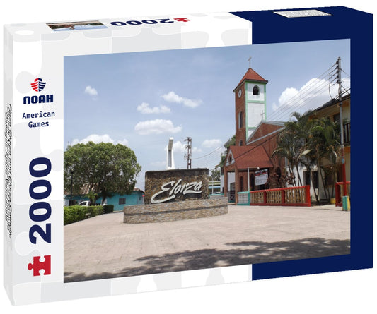 Noah Jigsaw Puzzle Plaza Elorza and Elorza Catholic Church Municipality of Rómulo Gallegos Apure Venezuela 2000 Pieces
