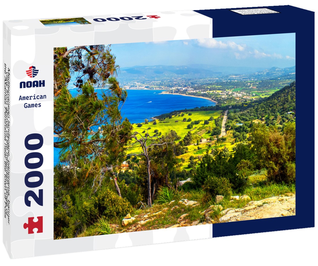 Noah Jigsaw Puzzle Mediterranean landscape, panorama, banner - view from above of the mountain range of the Akamas Peninsula near the town of Polis, Cyprus Island, Republic of Cyprus 2000 Pieces