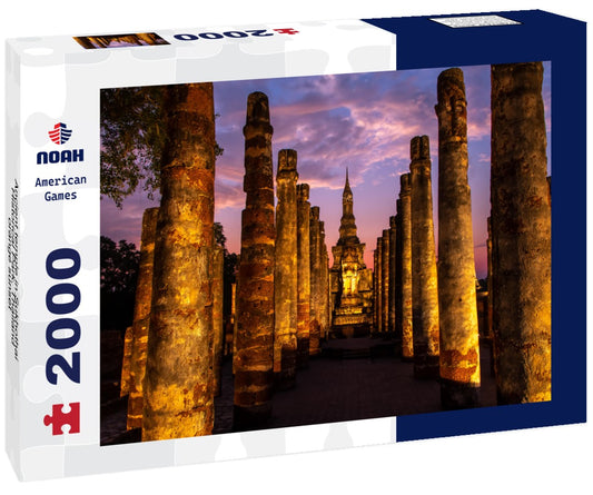 Noah Jigsaw Puzzle Ancient temple in Sukhothai Historical Park, Thailand, orange sunset 2000 Pieces
