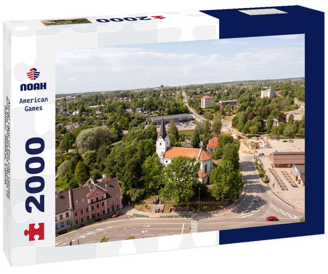 Noah Jigsaw Puzzle Aerial view of the city center and the Protestant church of Saldus. Saldus, Latvia 2000 Pieces