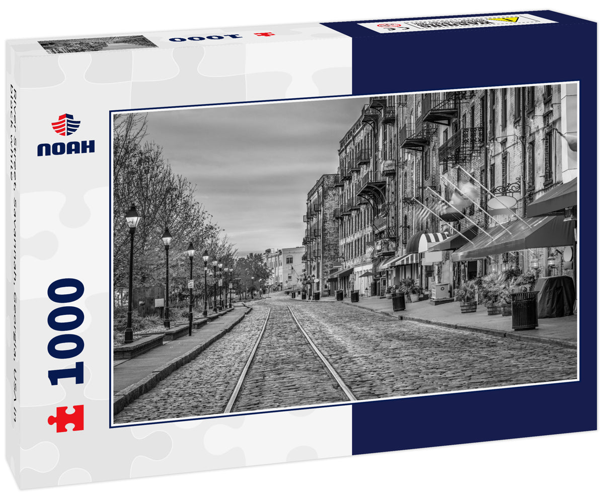 River Street, Savannah, Georgia, USA in black white