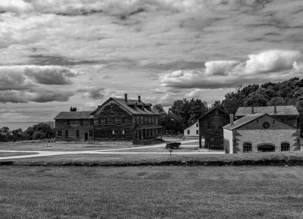 Fayette Historic State Park, Michigan in black white