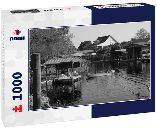 Suwannee River Canal, Suwannee, Florida in black white