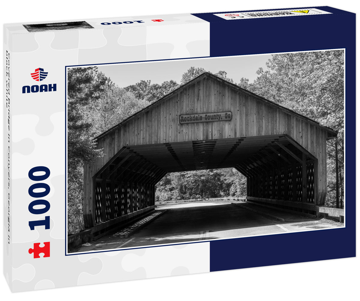 Covered Bridge in Conyers, Georgia in black white