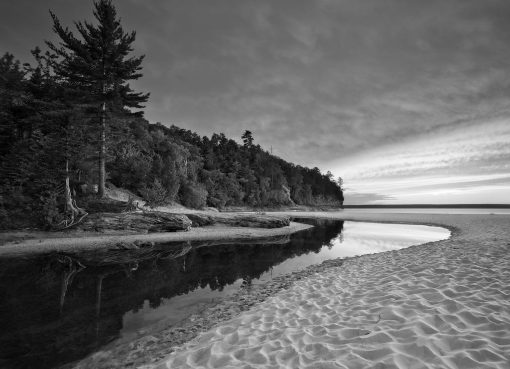 Beautiful Michigan Landscape in black white