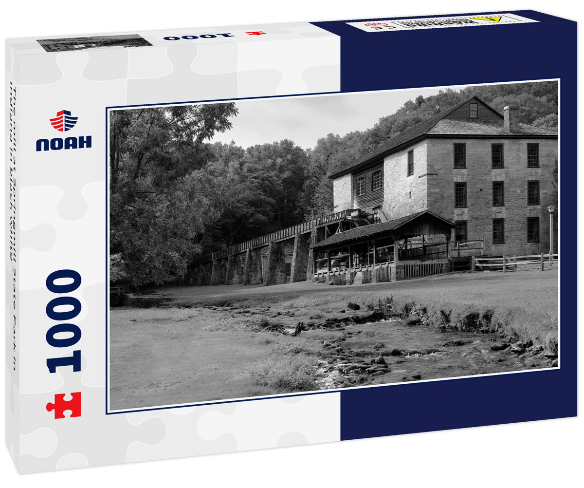 The mill at Springmill State Park in Indiana in black white