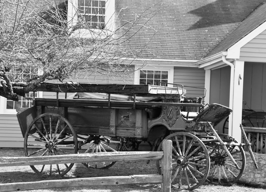 Olde Mistick Village in Mystic, Connecticut in black white