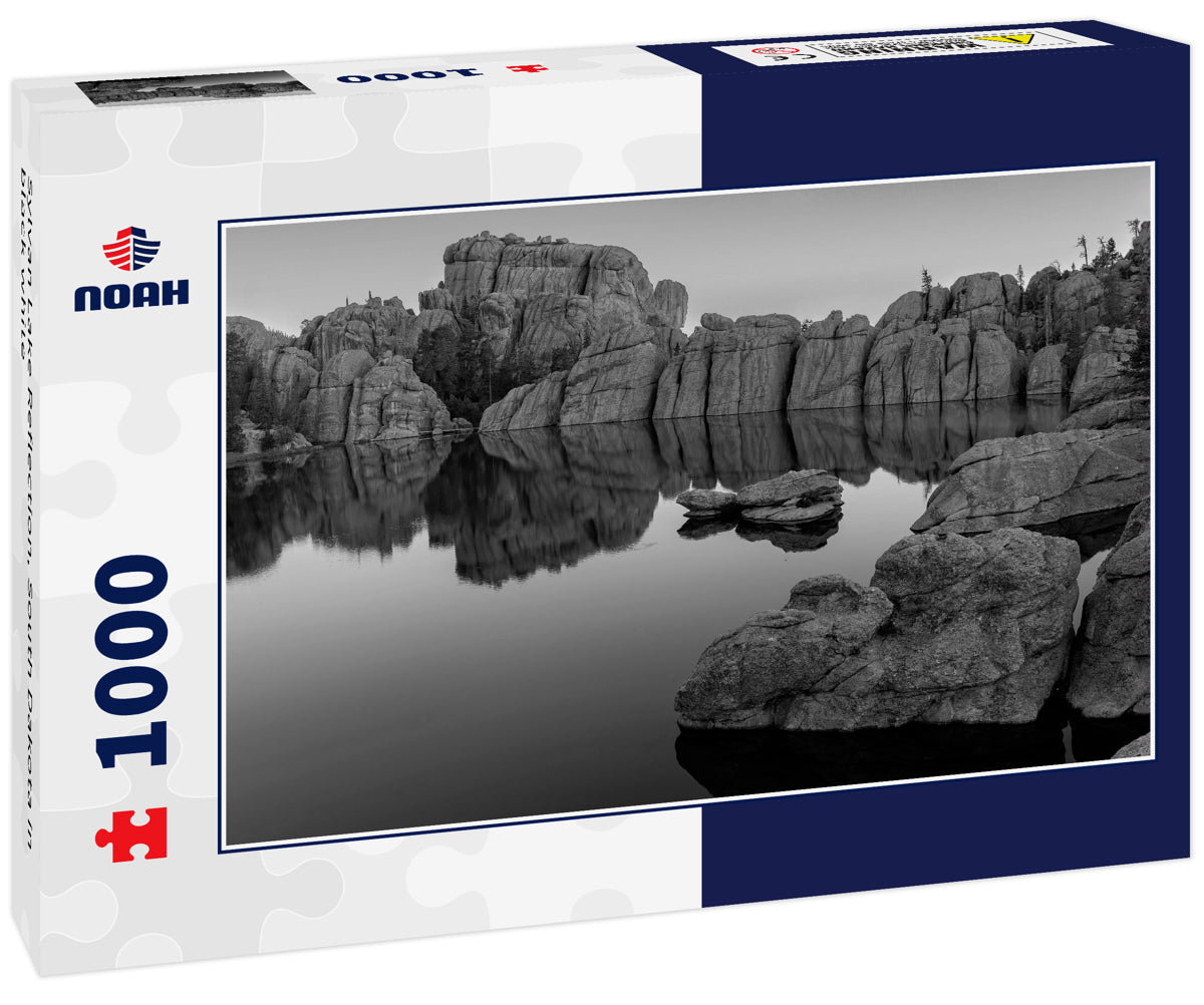 Sylvan Lake Reflection, South Dakota in black white