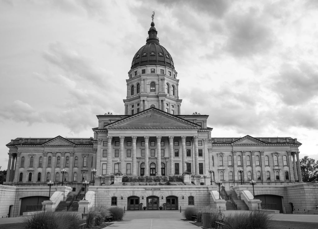 Kansas Capital Horizontal in black white