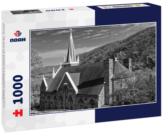 View of Saint Peters Church, Harpers Ferry, West Virginia in black white