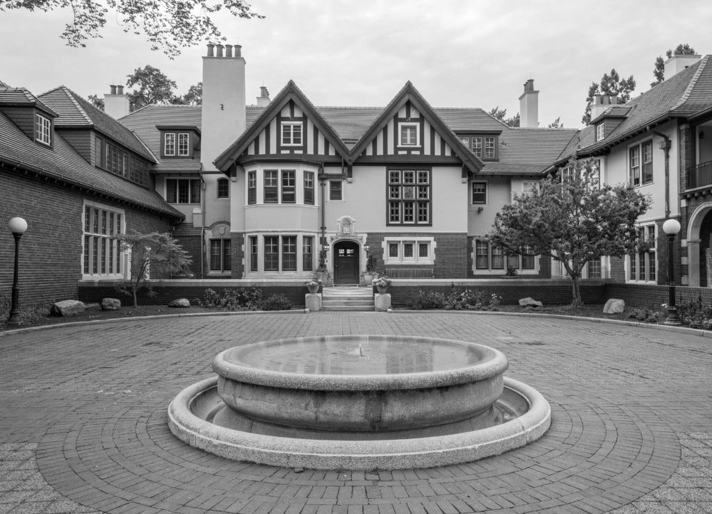 Cranbrook schools, Bloomfield Hills, Michigan in black white