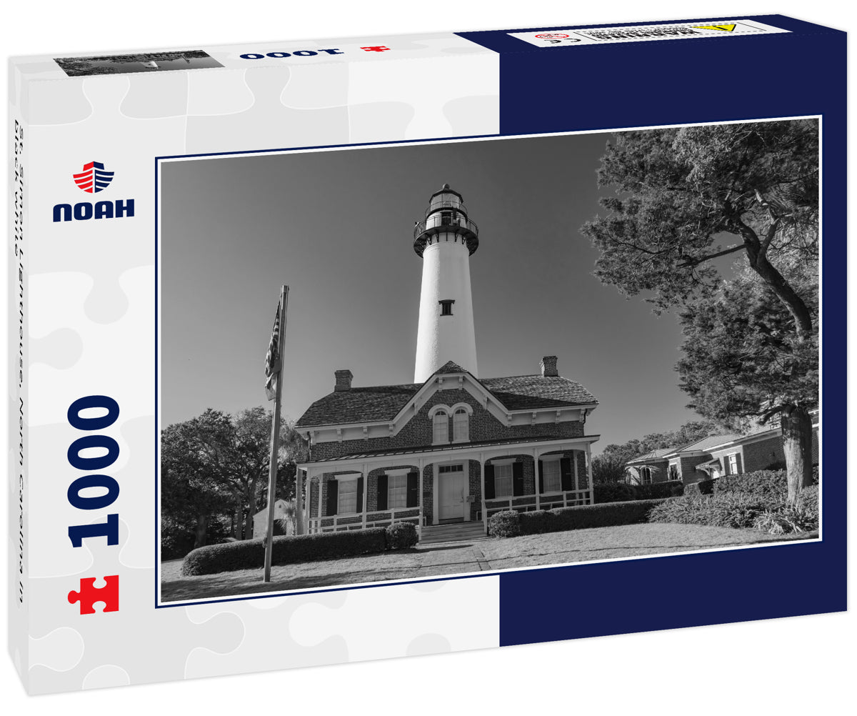 St. Simon Lighthouse, North Carolina in black white