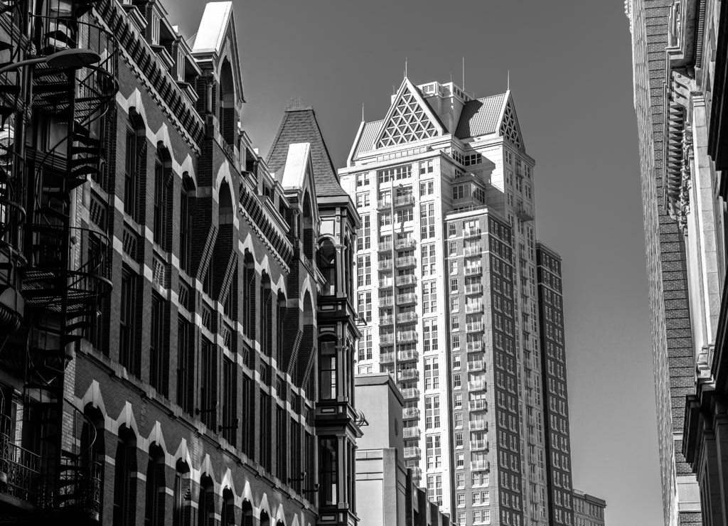 Historic Providence Rhode Island in black white