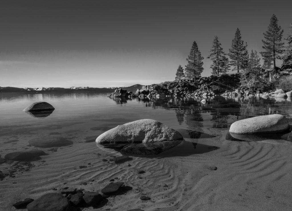 Lake Tahoe, Nevada in black white