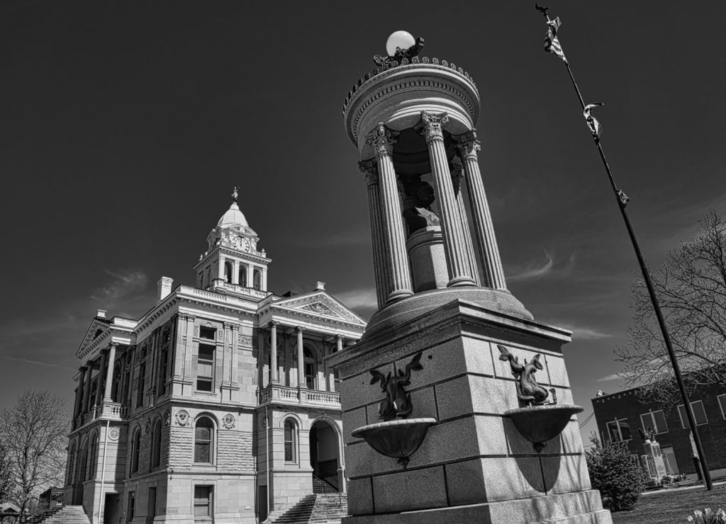 Courthouse Fayette County Ohio located in the city of Washington CH Ohio USA in black white