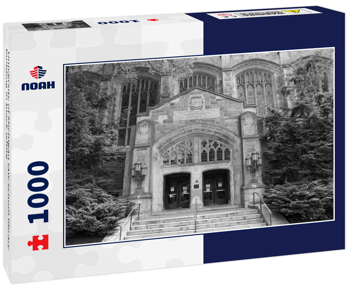 University of Michigan law school library building in black white