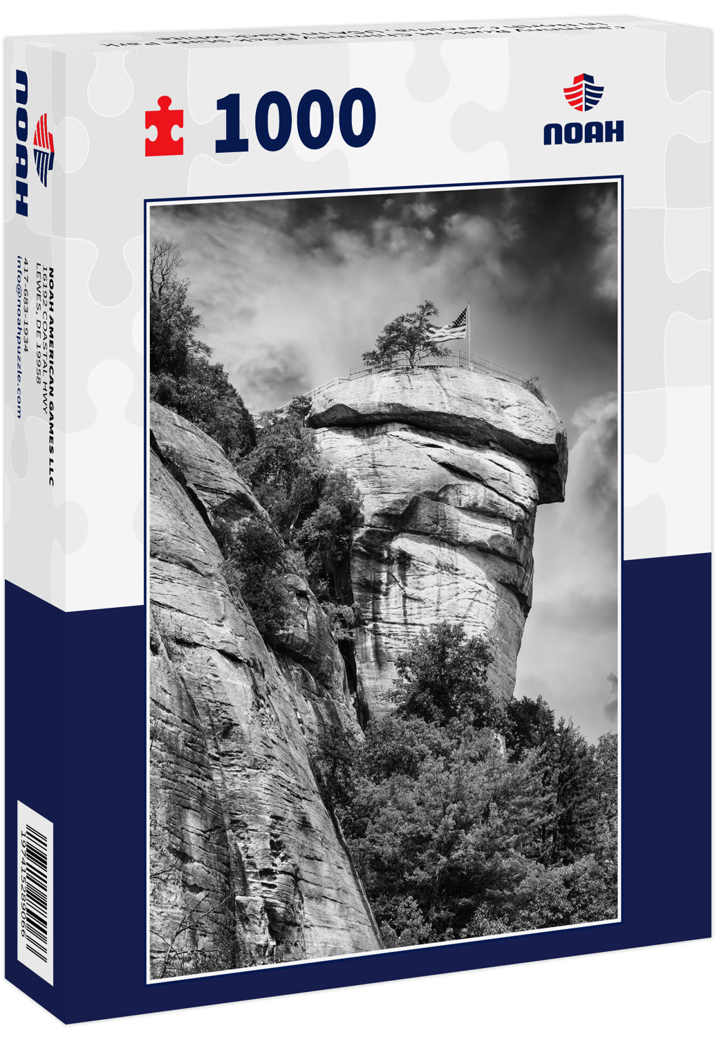 Chimney Rock at Chimney Rock State Park in North Carolina, USA in black white