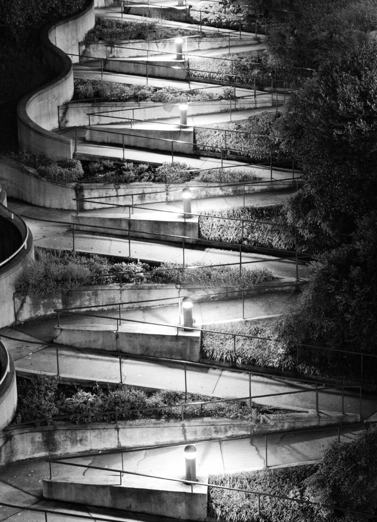 Zig Zag Walkway in Chattanooga, Tennessee in black white