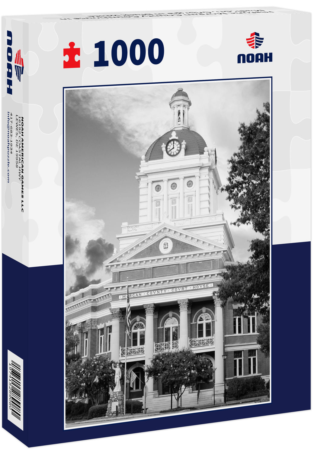 Historic Morgan County Courthouse in Madison, Georgia in black white