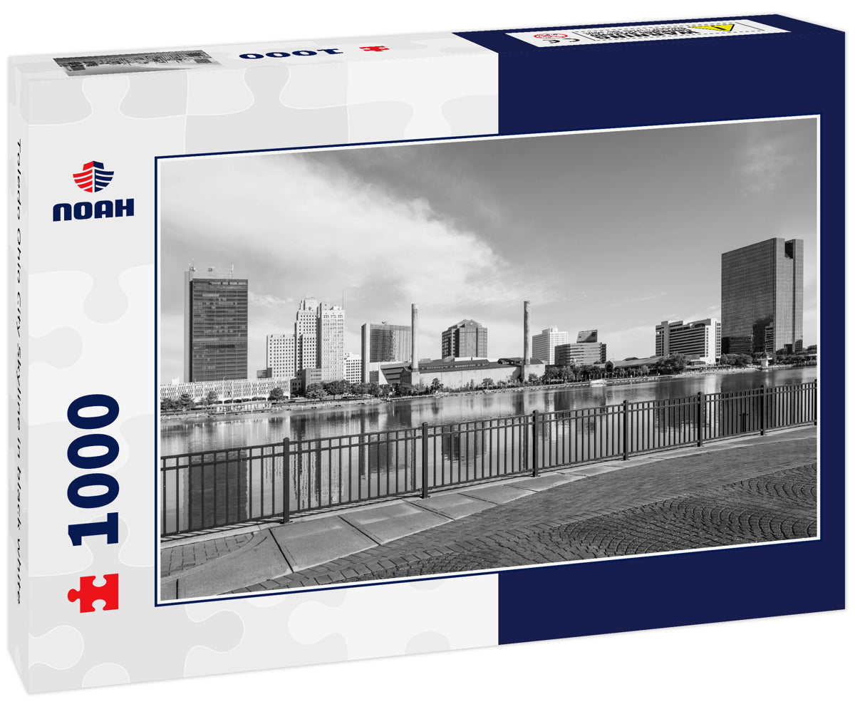 Toledo Ohio City Skyline in black white