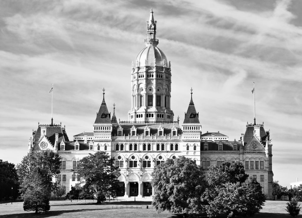 Connecticut State Capitol in black white