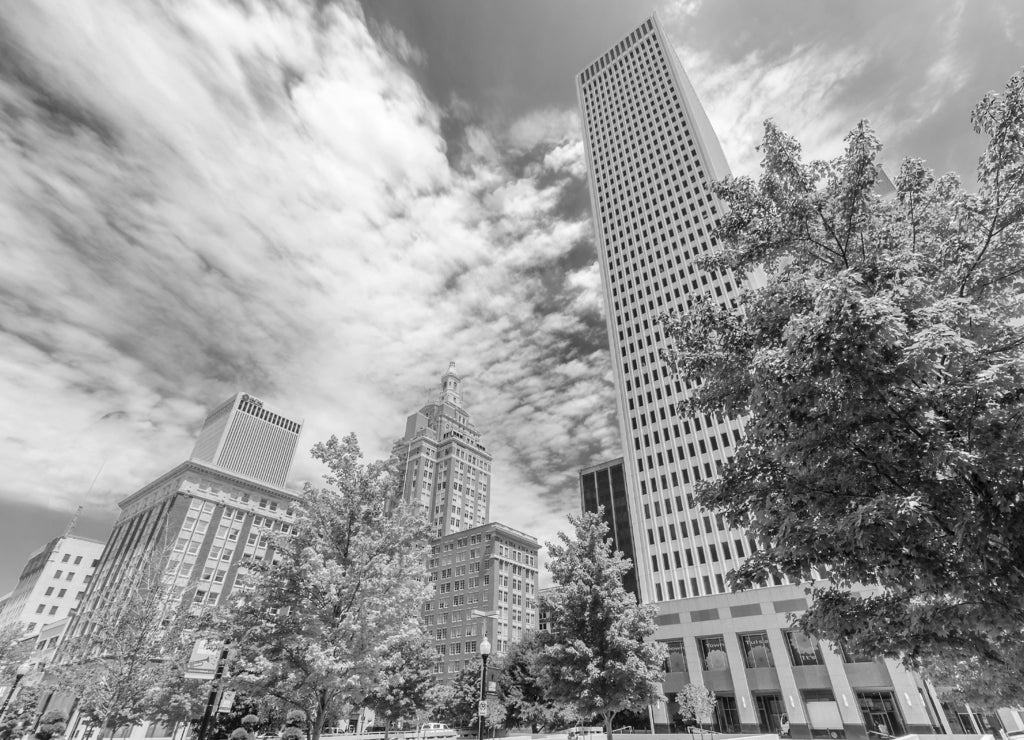 Main Street, Tulsa Oklahoma in black white