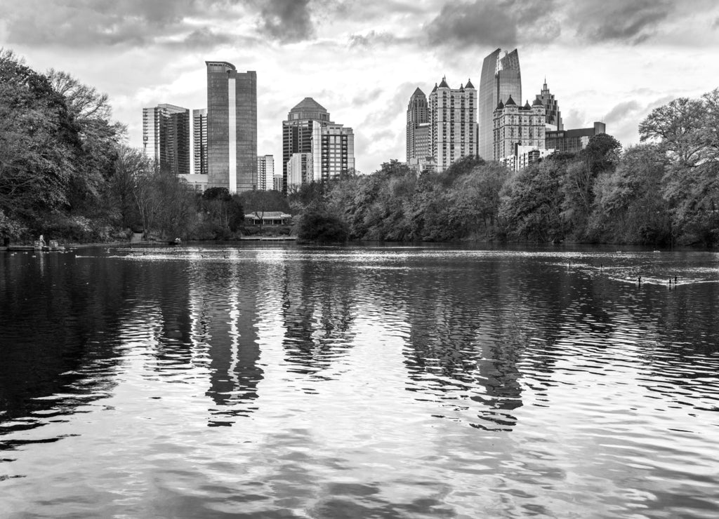 Atlanta, Georgia, USA in black white